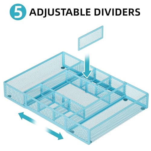 Expandable Desk Drawer Organizer (Expandable-Blue)