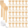 108 Pcs Bamboo Spatula Wooden Kitchen Utensil Bulk 12''wood Spoon Spatula for Cooking with Ribbon Bridal Baby Shower Game Prize Wedding Party Favors Housewarming Gift (Various Style)