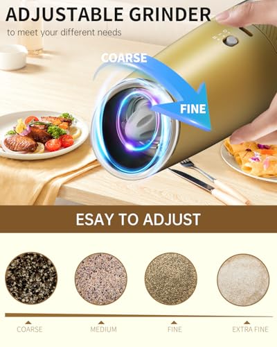 2 Speed Gravity Electric Pepper Grinder (2 Speed-Gold)