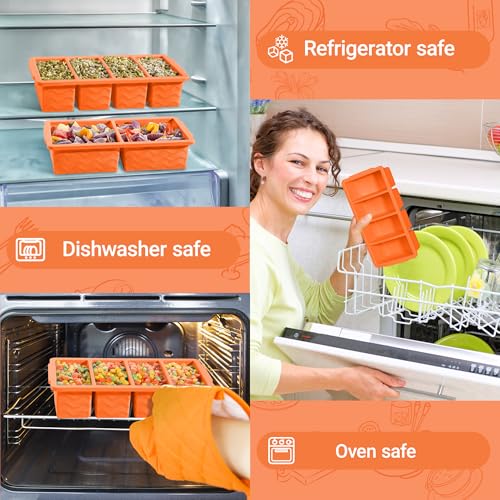 Silicone Freezer Trays with Lid for Soup (Orange)