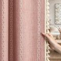 Coral 100% Boho Blackout Curtains 84 Inch 2 Panels with Tassels (Coral / 52"W x 84"L (Pack of 2))