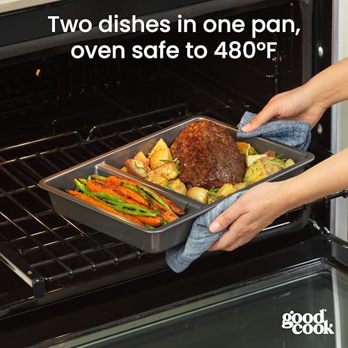 Premium Nonstick divided Baking Pan (9 x 13-Inch / Gray)