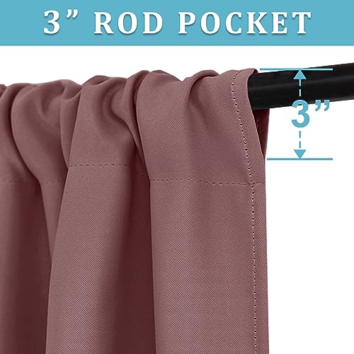 Short Blackout Privacy Curtains 30 inch Long for Bathroom Window (Dusty Rose / 42"W x 30"L (Pack of 2))