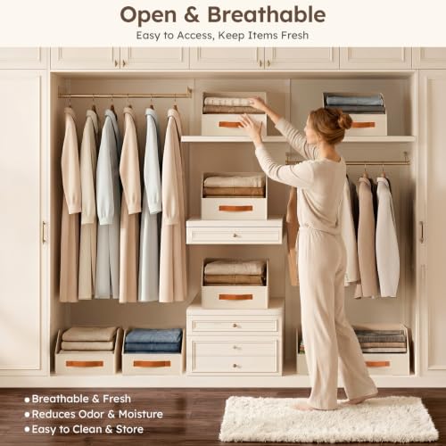 Fabric Storage Bins for Organizing (Beige / 6 Pack)