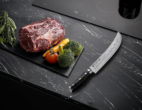 10.5 Inch Damascus Butcher Knife (Mist Shadow Damascus Silver)