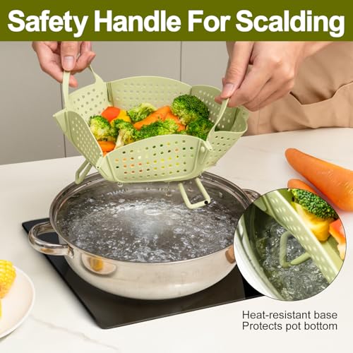 Large Collapsible Silicone Steamer Basket (Green)