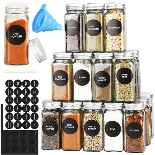 36pcs Glass Spice Jars (36pcs 4oz Set)