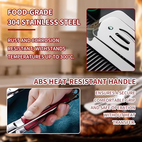 304 stainless steel kitchen spatula tongs set for cooking (Red)