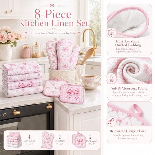 Pink Bows Kitchen Decor Set (Pink Bows)