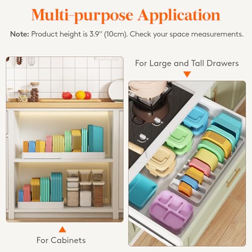 Kitchen Cabinet Organizer for Food Contanier Lid with 9 Sections (White / Extra Large(13-24" x 9.6"))