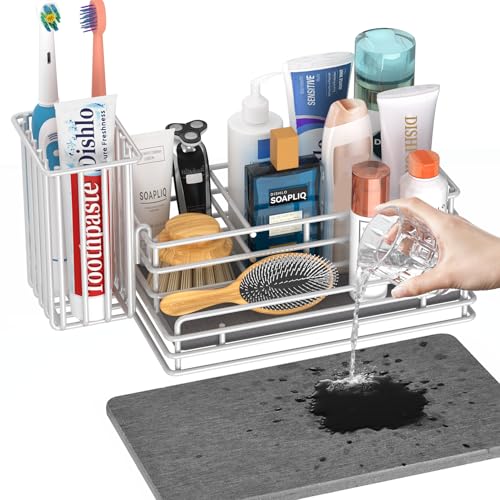 Sponge Holder for Kitchen Sink Organizer Caddy (White / Large)