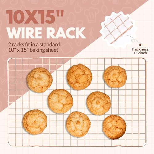 2 PCS Cooling Racks for Cooking and Baking (10‘’x15‘’-Pink)