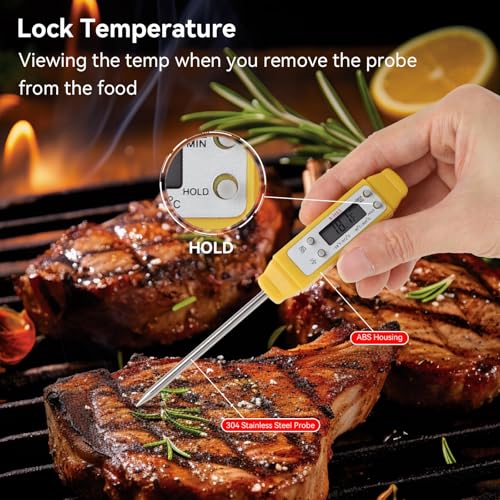 Digital Food Thermometer Automatic Calibration Pen High Accuracy Electronic Pocket Thermometer Yellow Home and Family Appliance and Decor (Yellow)