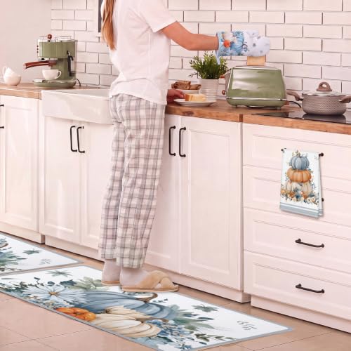 10 Pcs Fall Kitchen Decor Blue Pumpkin Kitchen Accessories Set (Dusty Blue / Fall)