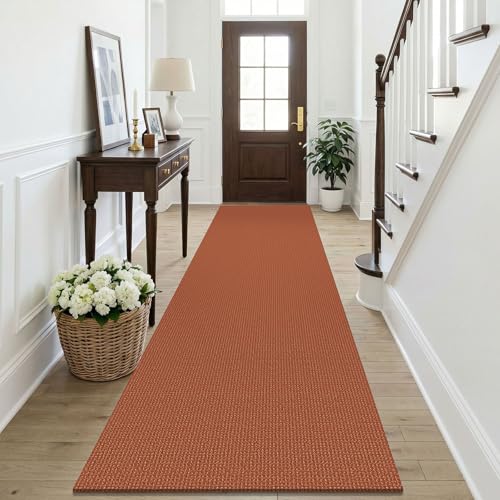 Orange Runners Rugs for Hallway 3x10 (Burnt Orange/Tan / 3' x 10' (Runner))