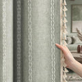 Sage Green Boho Blackout Curtains 2 Panels with Tassels 52W X 61L (Sage Green / 52"W x 61"L (Pack of 2))