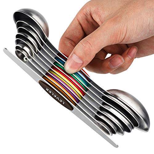 Magnetic Measuring Spoons Set Stainless Steel Dual Sided Measuring Spoons (Color)