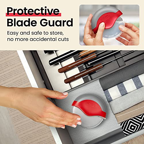 Pizza Cutter Wheel with Protective Blade Cover (Red)