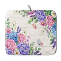 Hydrangea Floral Dish Drying Mat 16x18 inch Spring Summer Decorative Fast Dry Dishes Draining Mats Absorbent Microfiber Drainer Rack Pad (Hydrangea Floral / 16 x 18 inch)
