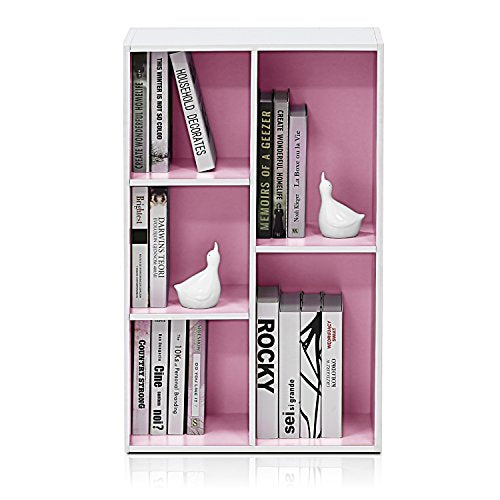 LUDER Book Shelf (White/Pink / 5-Cube)