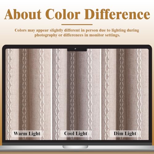 Light Brown 100% Boho Blackout Curtains 84 Inch 2 Panels (Light Brown / 52"W x 84"L (Pack of 2))