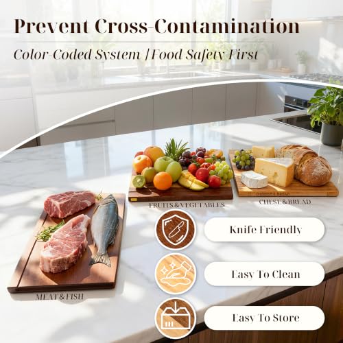 Book Cutting Board Set with Wooden Stand for Home Cooks (Natural Wood Color)
