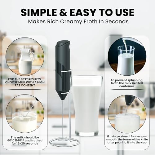 Milk Frother with Stand (Pure Black)