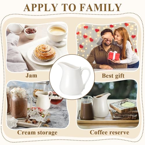 4 Pcs 16 oz Ceramic Creamer Pitcher with Handle (16 oz)