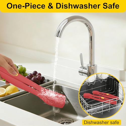 Silicone Kitchen Tongs for Cooking (Red)