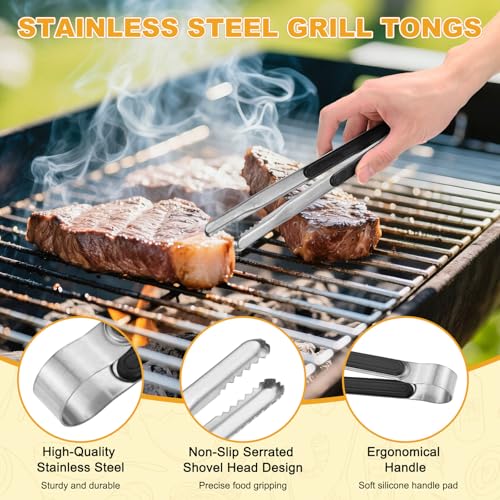 3 Pack Grill Tongs (Black / 11.6 Inch)