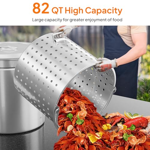 82QT Stainless Steel Stock Pot for Boiling Seafood (82 Quarts)