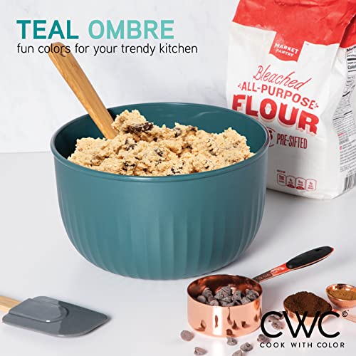 4pc Plastic Mixing Bowl Set with Lids (Teal / 8 Piece Set - Deep Bowls)