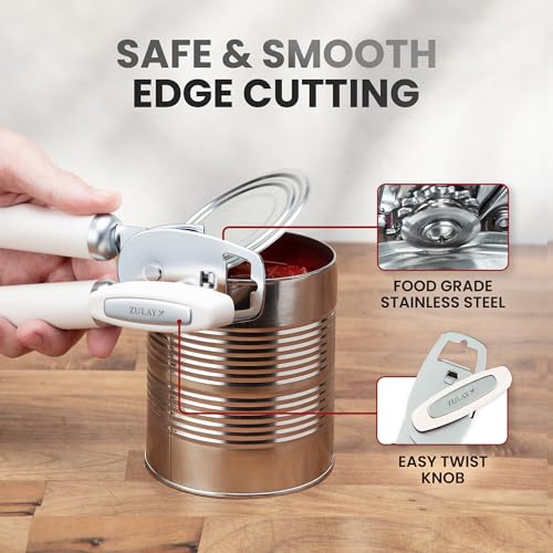 Manual Can Opener Heavy Duty Patented Stainless Steel (Cream / Comfy Grip)