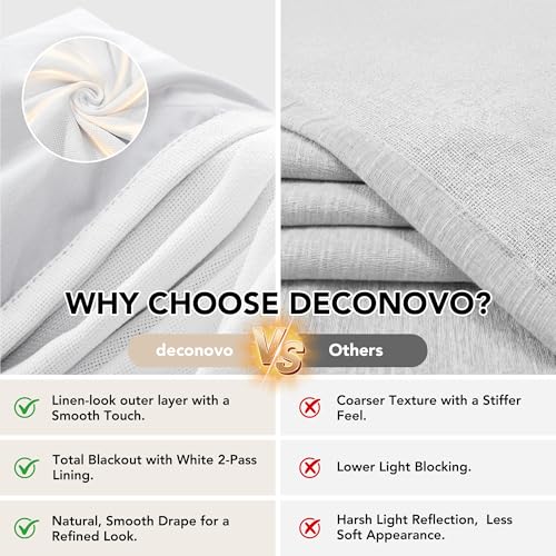 Pinch Pleated 100% Blackout Linen Curtains 90 Inch for Living Room (Cream White/Linen Total Blackout / 40"W x 90"L (Pack of 2))