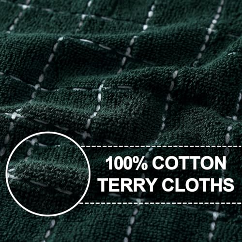 100% Cotton Terry Kitchen Towels (Blackish Green / 13 X 28 - 4 Pack)