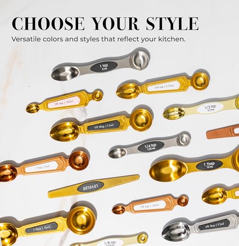 Magnetic Measuring Spoons Set (Classic / Black & Brass Gold)