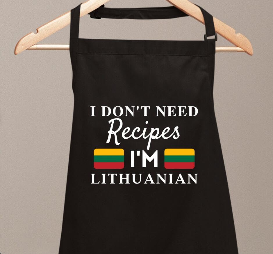 I Don't Need Recipes I'M Lithuanian Aprons Cooking Baking Novelty Chef Kitchen BBQ Decor Color (Lithuanian / 27" L x 22" W)