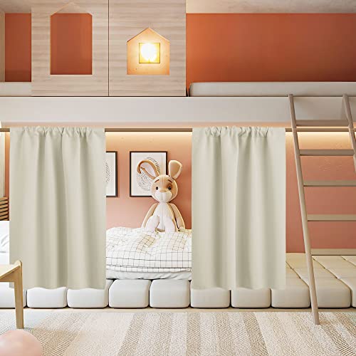 Basement Bathroom Kitchen Cafe Privacy Window Curtains 30 inches (Beige / 34"W x 30"L (Pack of 2))