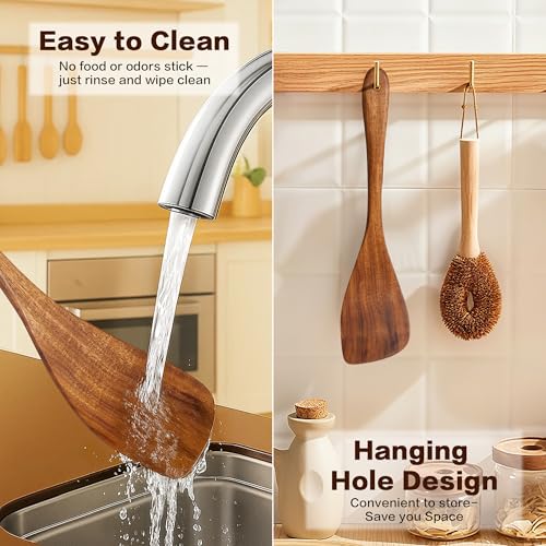 Wooden Spatula Nonstick Turner Acacia Wood (12 Inch / Brown)