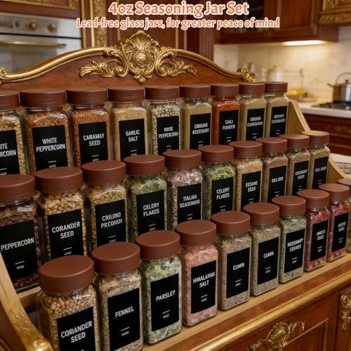 Spice Jars with Labels (Brown)
