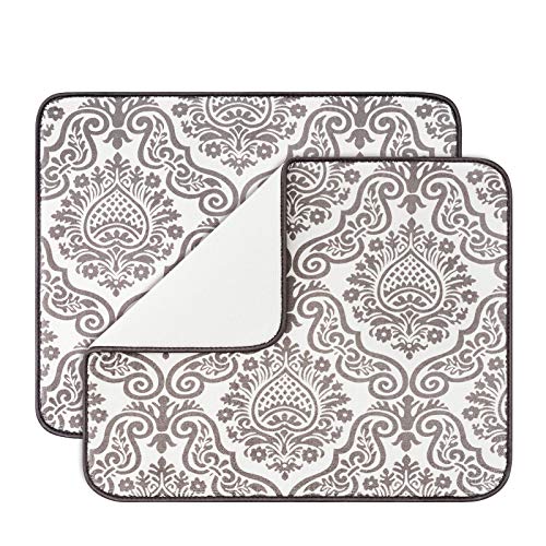 Dish Drying Mat for Kitchen Counter (Floral Vine 2P 19*15)