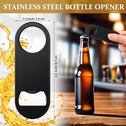 Bottle Openers Stainless Steel Flat Bottle Opener Bulk 3.4 x 1.3 Inches Bartender Beer Key Soda Can Mini Speed for Kitchen (Black)