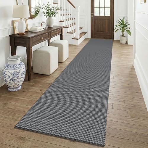 Cotton 2.5'x12' Runners Rugs for Hallway (Grey/Dark Grey / 2'8" x 12' (Runner))