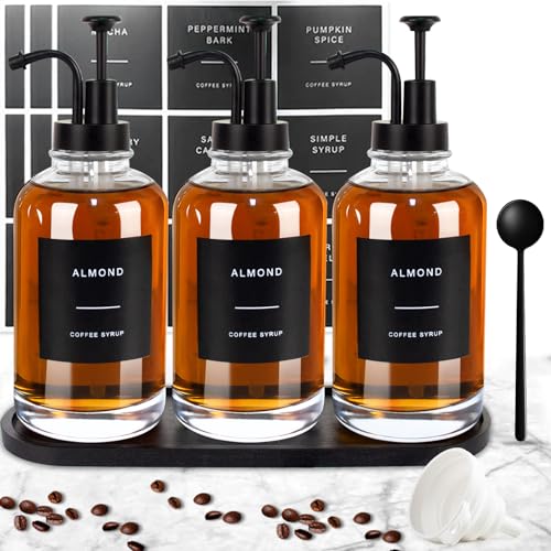 Coffee Syrup Dispenser for Coffee Bar (3pcs W.tray)