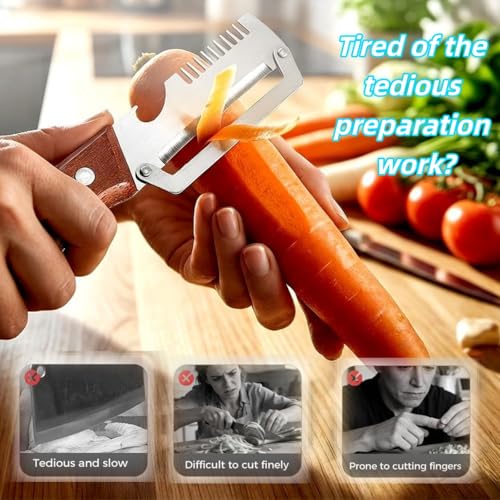 NEW Premium Vegetable Peeler with Wooden Handle and Bottle Opener (1Pack)
