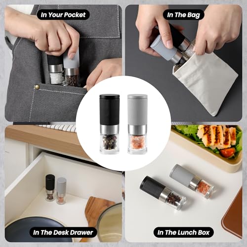 Mini Salt Pepper Grinder Set (Gray)