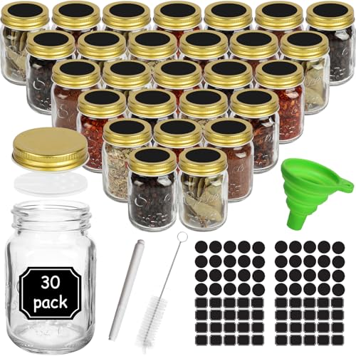 30 Pack 4oz Glass Mason Spice Jars (clear)