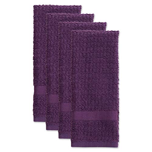 Basic Terry Collection Waffle Dishtowel Set (Solid Eggplant / 15x26")