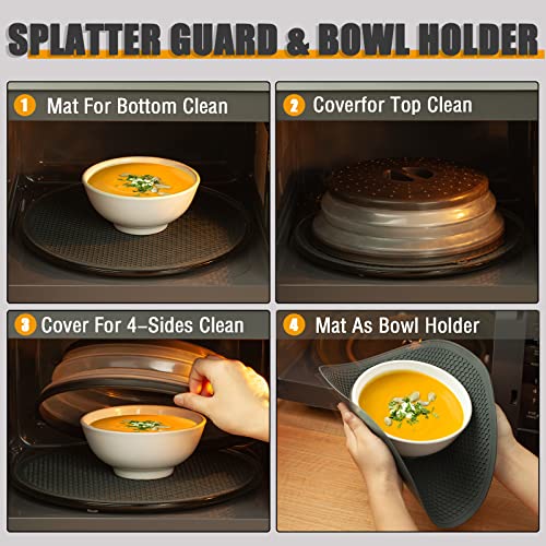 4 in 1 WENWELL Vented Collapsible Microwave Splatter Cover & Mat (2x10"cover & 2x10"mat)