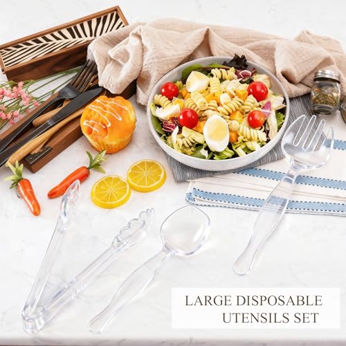 24Pcs Plastic Serving Utensils Set (Clear Style 2 / 24 Pcs)